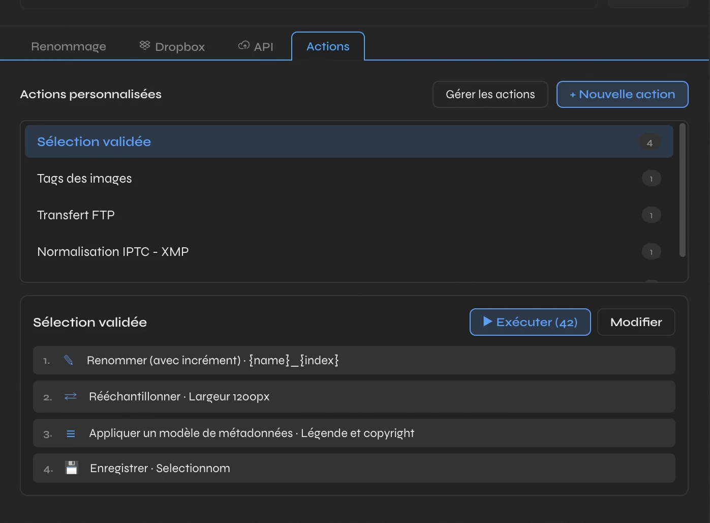 Modale Workflow Actions Xeno